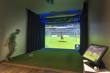 Gun barrel center golf and soccer screen